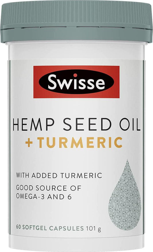 Swisse Hemp Seed Oil + Turmeric, 60 Capsules