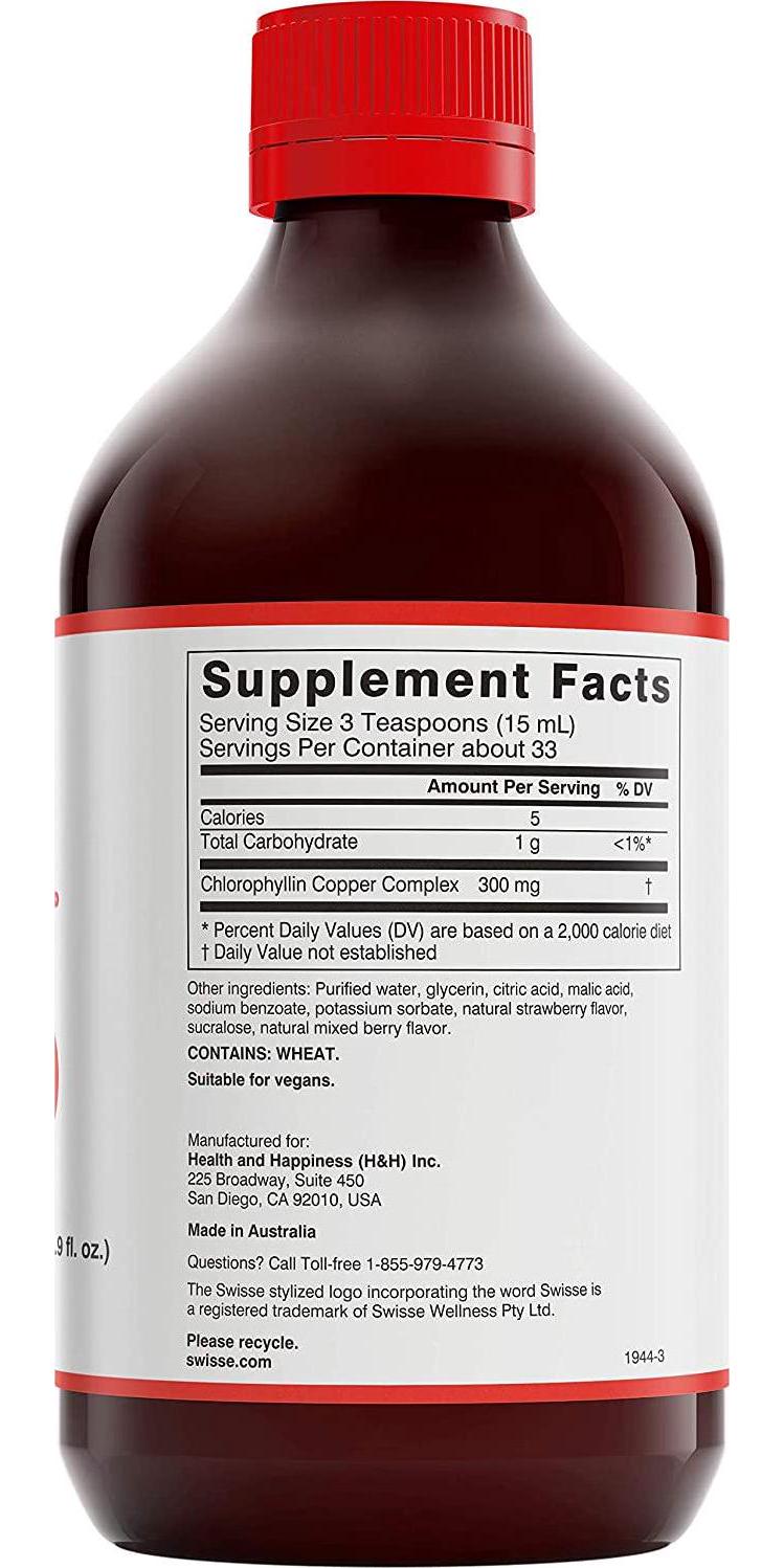 Swisse Ultiboost Chlorophyll Liquid Supplement, Mixed Berry | Natural Source of Antioxidant, Healthy Detox | 1 Bottle, 16.9 fl. oz.