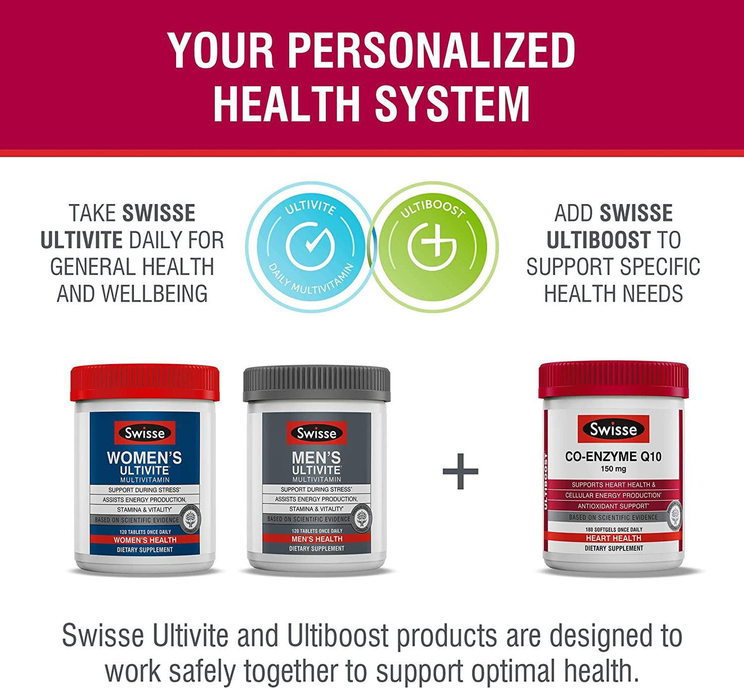 Swisse Ultiboost CoQ10 Co-Enzyme Q10 | Antioxidant for Heart Health, Energy Production| 150 mg, 180 Tablets