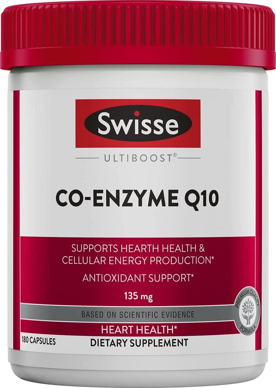 Swisse Ultiboost CoQ10 Co-Enzyme Q10 | Antioxidant for Heart Health, Energy Production| 150 mg, 180 Tablets