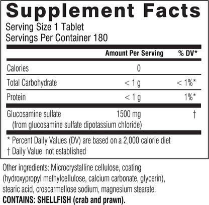 Swisse Ultiboost Glucosamine Sulfate | Supports Joint Mobility and Cartilage Health | 1500 mg, 180 Tablets