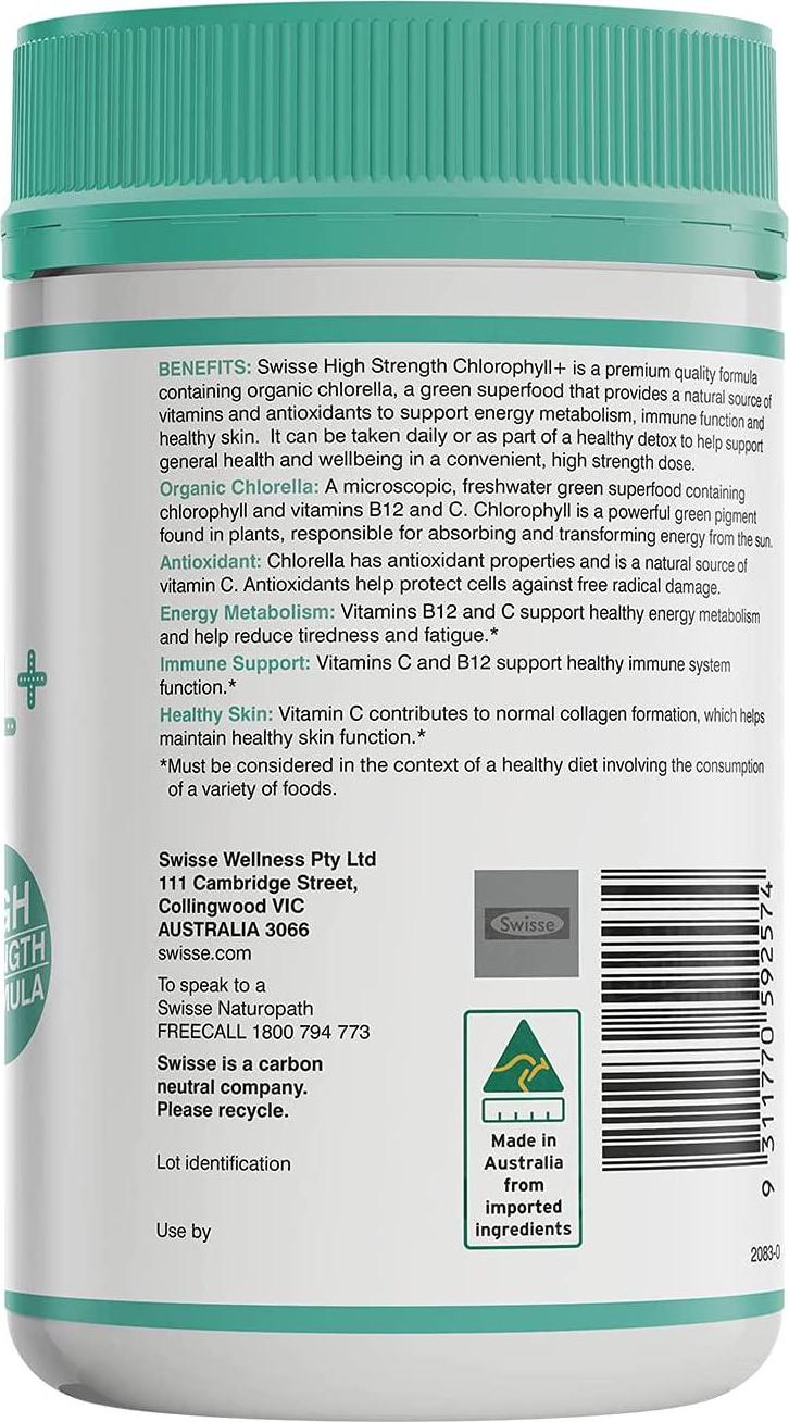 Swisse Ultiboost High Strength Organic Chlorophyll+ 200 Tablets