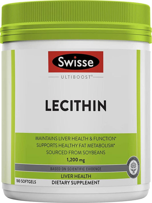 Swisse Ultiboost Lecithin Supplement | Supports Liver Health, Cell Membrane Health and Fat Metabolism | 1, 200 mg, 180 Tablets