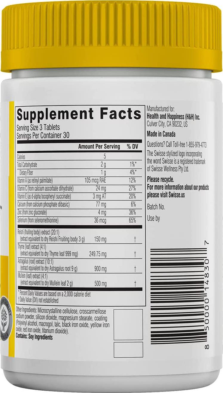 Swisse Ultiboost Lung Health Support Supplement | Bronchial Wellness, Immune and Lung Health, Respiratory Support, Antioxidant Rich | 90 Tablets