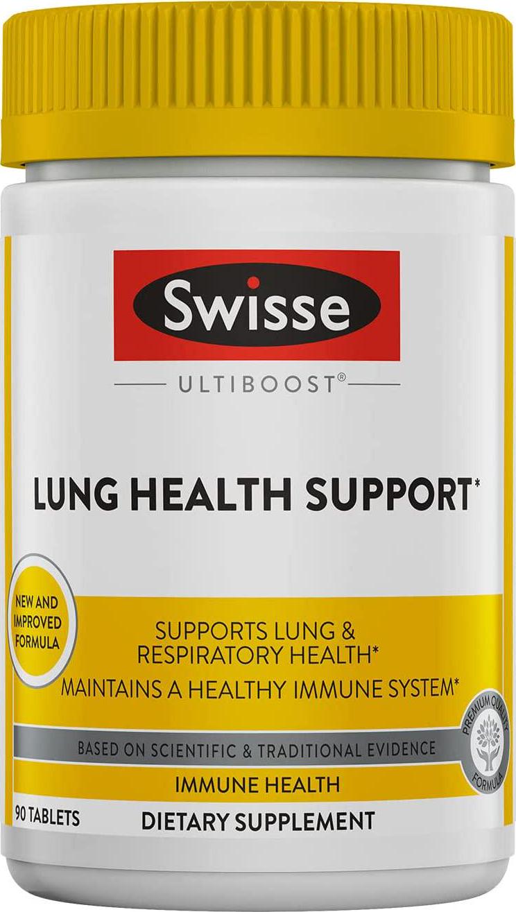 Swisse Ultiboost Lung Health Support Supplement | Bronchial Wellness, Immune and Lung Health, Respiratory Support, Antioxidant Rich | 90 Tablets