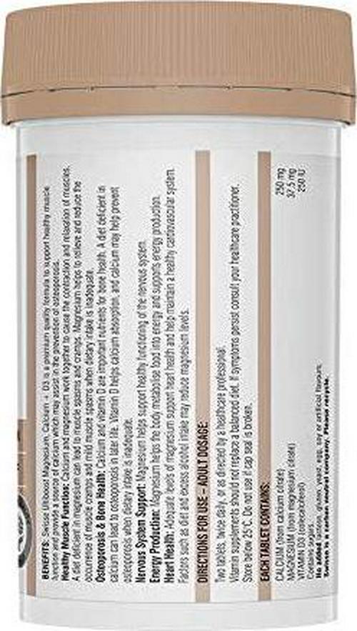 Swisse Ultiboost Magnesium, Calcium + Vit D 120 Tablets