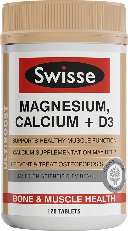 Swisse Ultiboost Magnesium, Calcium + Vit D 120 Tablets