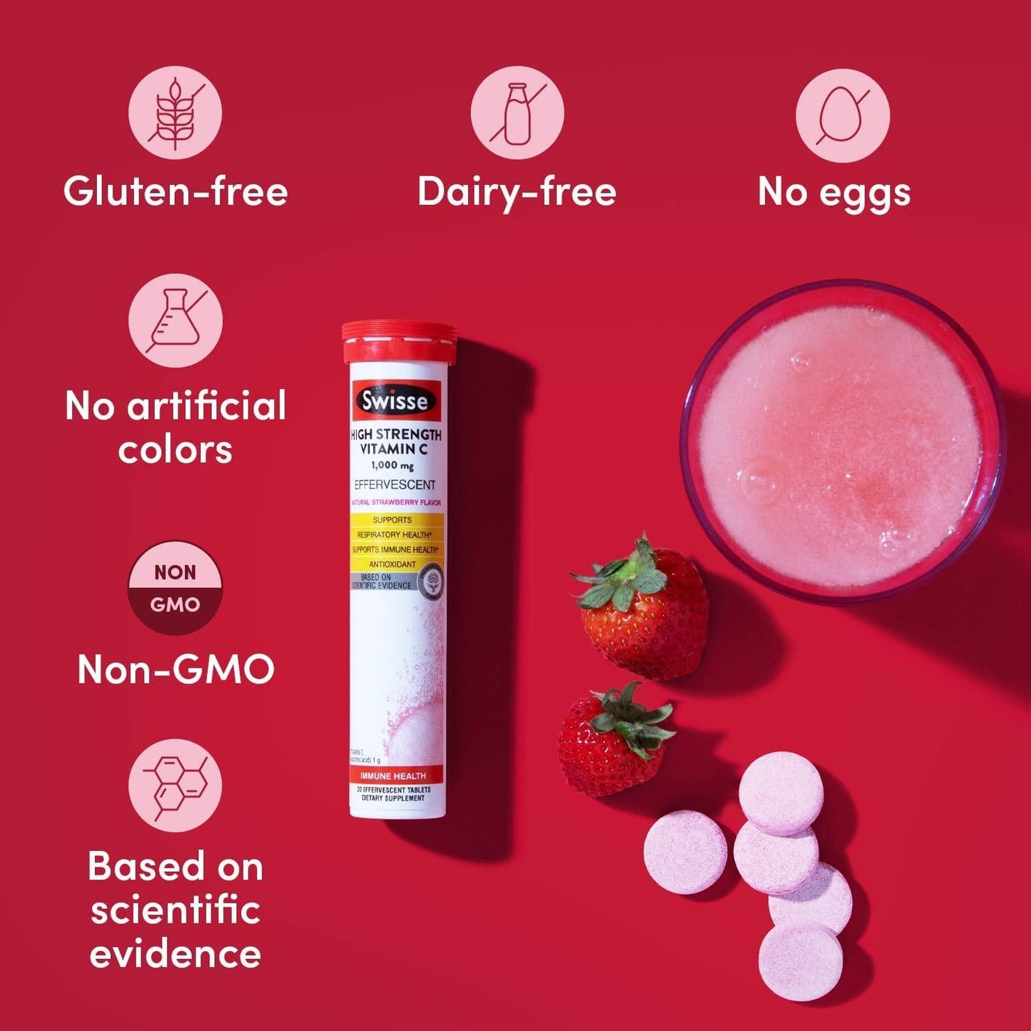 Swisse Vitamin C 1000mg - Vitamin C Tablets Dissolve in Water, Vitamin C Supplement Vitamin C Effervescent Tablets, Effervescent Vitamin C Immune Support Supplement, Emergency Drink Support - 60 tabs