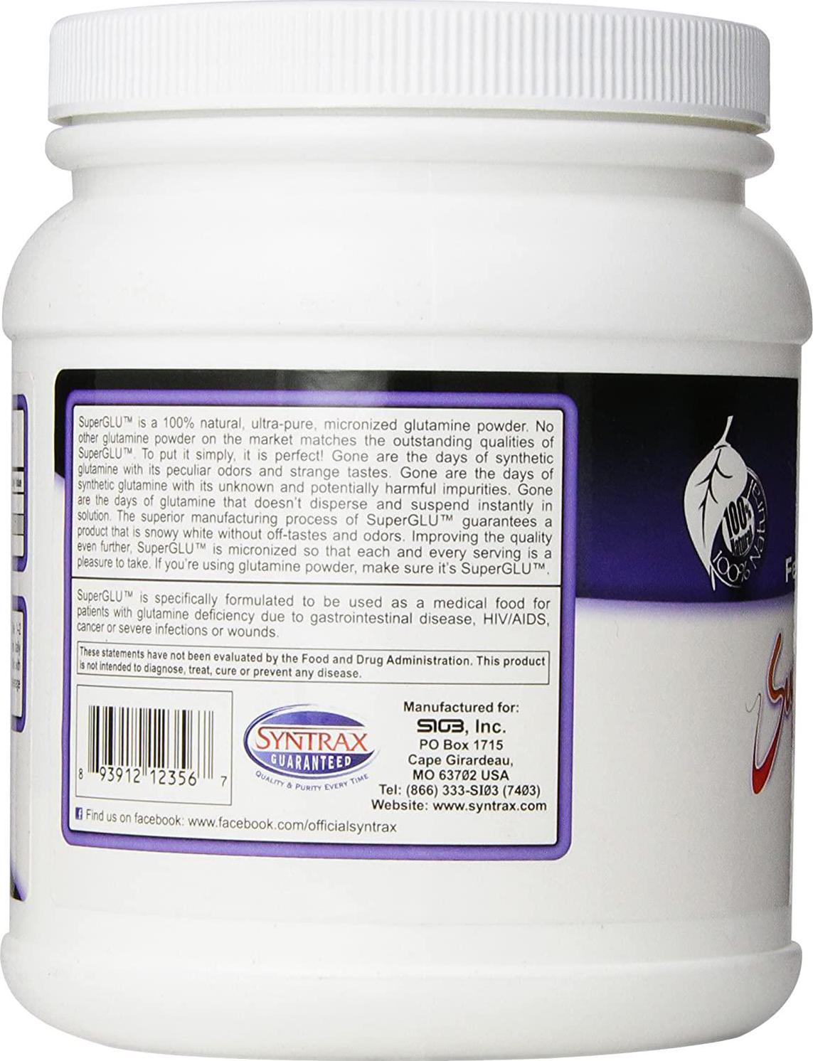 SynTrax Glu FM Ultra-Pure Glutamine, Fermented Micronized , 1.10 lbs (500 g)