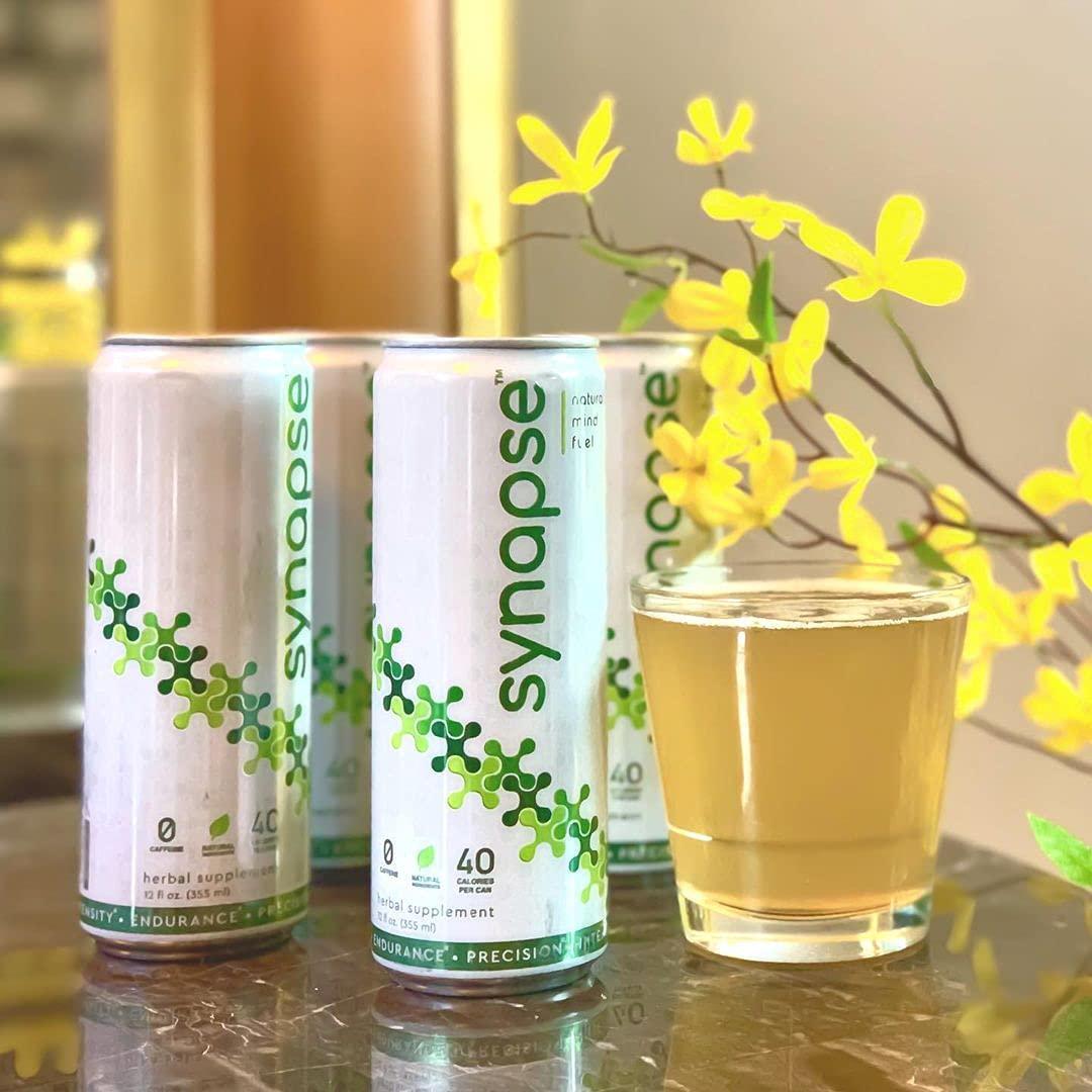 Synapse Natural Nootropic Energy Drink - Caffeine Free, Low Calorie, Plant Based - Focus, Memory, Mental Performance - 12 fl oz (12 Pack)