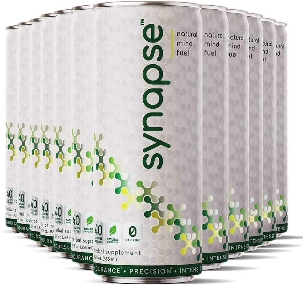 Synapse Natural Nootropic Energy Drink - Caffeine Free, Low Calorie, Plant Based - Focus, Memory, Mental Performance - 12 fl oz (12 Pack)