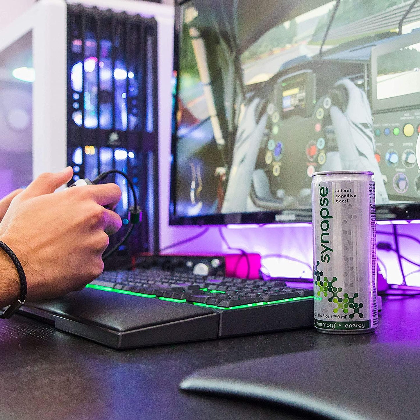 Synapse Natural Nootropic Energy Drink - Caffeine Free, Low Calorie, Plant Based - Focus, Memory, Mental Performance - 12 fl oz (12 Pack)