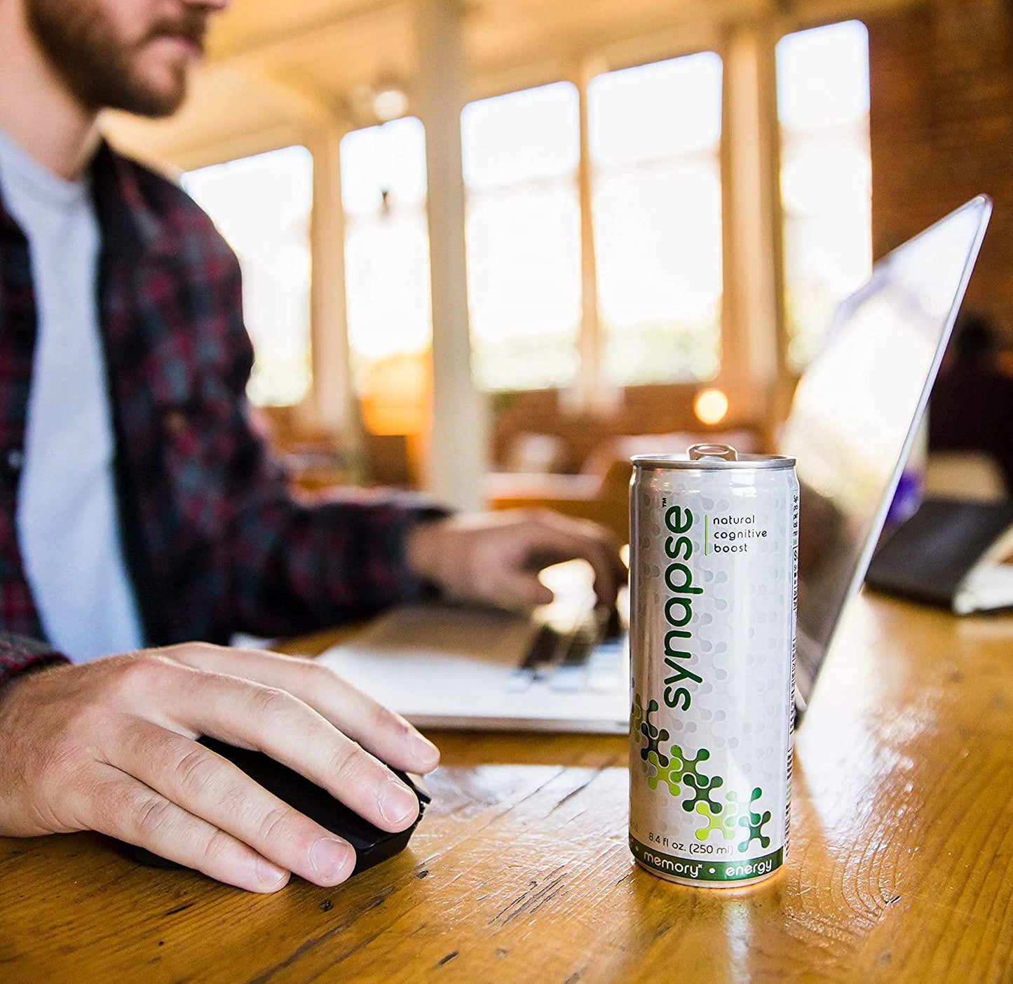 Synapse Natural Nootropic Energy Drink - Caffeine Free, Low Calorie, Plant Based - Focus, Memory, Mental Performance - 12 fl oz (12 Pack)