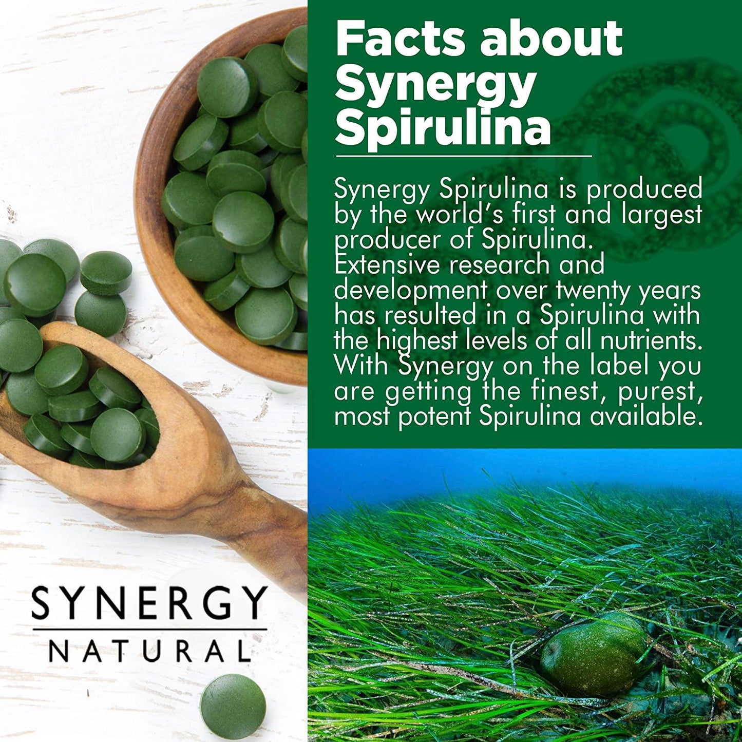 Synergy Natural Organic Spirulina 1000 Tablets 500mg