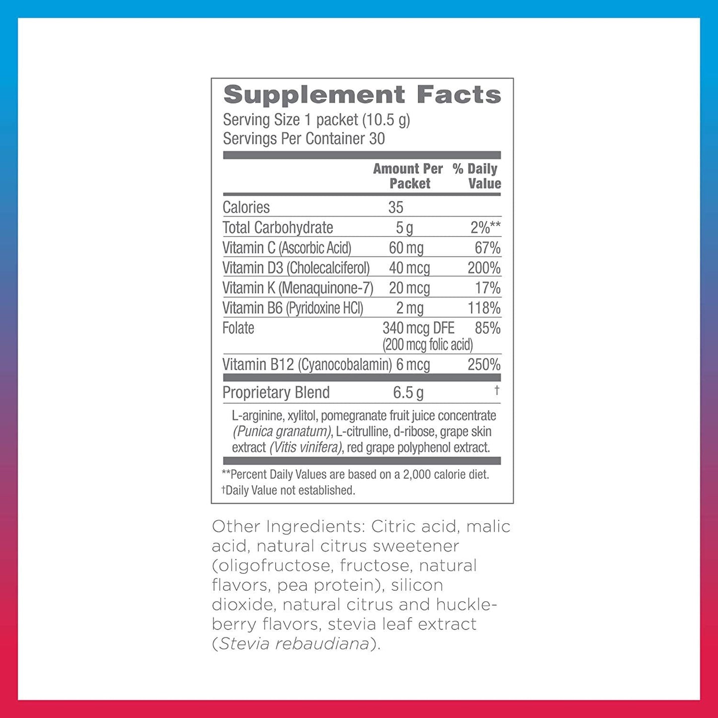 Synergy ProArgi-9 Plus L-Arginine Complexer Dietary Supplement - Mixed Berry - 30 Packets