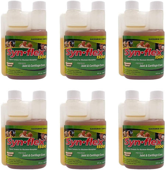 Synflex America 1500 Liquid Glucosamine Juice Formula - Helps Support Joint, Cartilage Health - Chondroitin Sulfate Drink Supplement for Men, Women - Mandarin Orange Flavor, Pack of 6 (192 Day Supply)