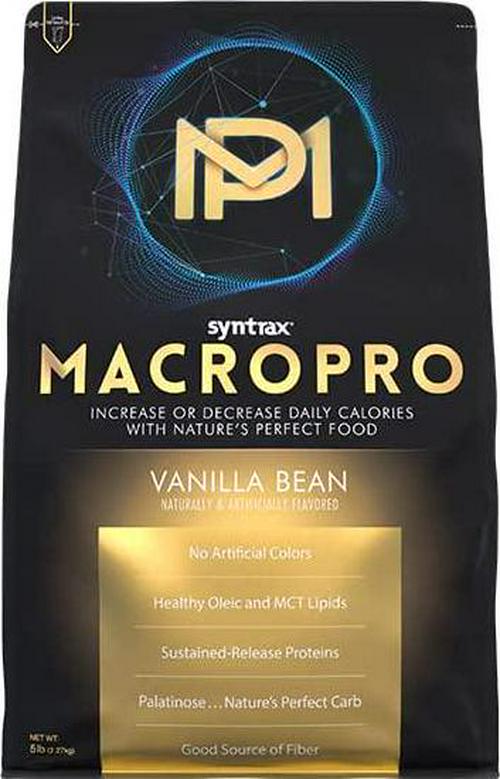 Syntrax MacroPro, Whey Protein, Naturally and Artificially Flavored, Healthy Oleic and MCT Lipids, Vanilla Bean, 5.0 lbs, Off White with Black Specks, SMPVA