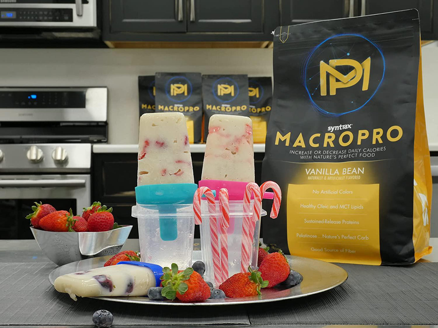 Syntrax MacroPro, Whey Protein, Naturally and Artificially Flavored, Healthy Oleic and MCT Lipids, Vanilla Bean, 5.0 lbs, Off White with Black Specks, SMPVA