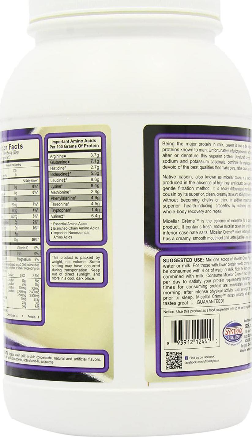 Syntrax Micellar Creme, Vanilla Milkshake Powder, 2.02-Pound