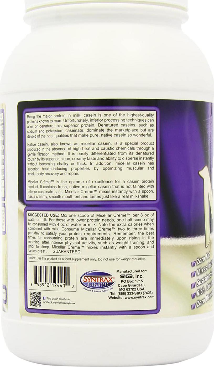 Syntrax Micellar Creme, Vanilla Milkshake Powder, 2.02-Pound