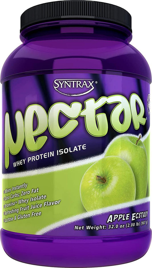 Syntrax Nectar, Native Grass-Fed Whey Protein Isolate, Refreshing Fruit-Juice Flavor, RBST-Free, Grass-Fed Whey, Mixes Instantly, Lactose and Gluten Free, Apple Ecstasy, 2.0 Pounds