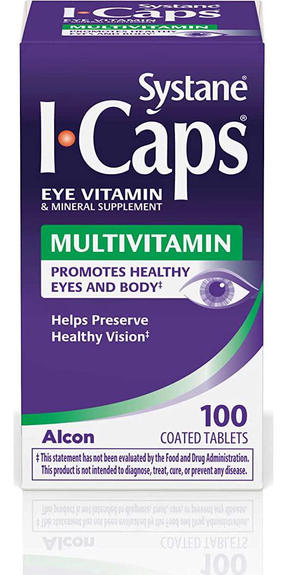 Systane ICaps Eye Vitamin and Mineral Supplement, Multivitamin Formula, 100 Coated Tablets (Packaging may vary)