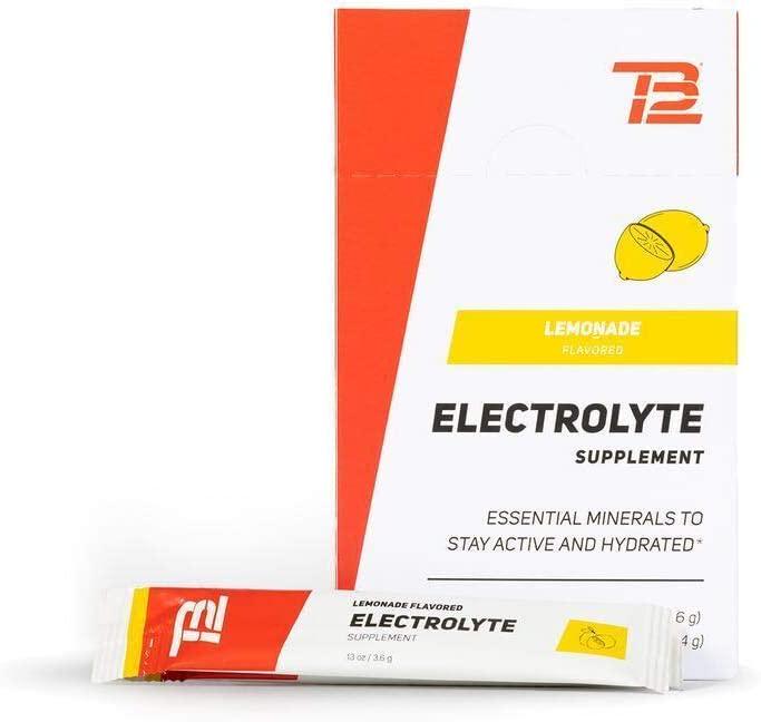 TB12 Electrolyte Supplement Powder for Fast Hydration by Tom Brady - Natural, Easy to Mix Powder. Low Sugar, Low Calorie, Dairy Free, Vegan. Magnesium, Sodium, Potassium, Zinc. (Lemon Flavor)