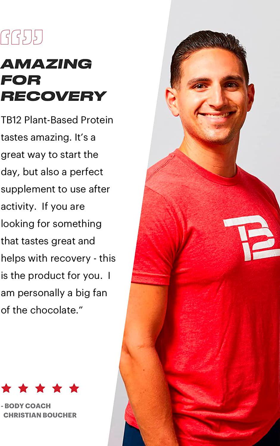 TB12 Plant Based Protein Powder, Sustainably Sourced Pea Protein, Vanilla Flavor - Vegan, 1g Net Carb, Non-GMO, Dairy-Free, Sugar-Free (30 Servings / 2.12lbs)