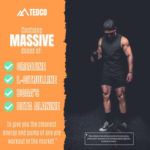 TEDCo Pre Workout - Natural Preworkout for Men - Energy - Strength - Muscle - Focus - Endurance - BCAA's - Creatine (Citrus)