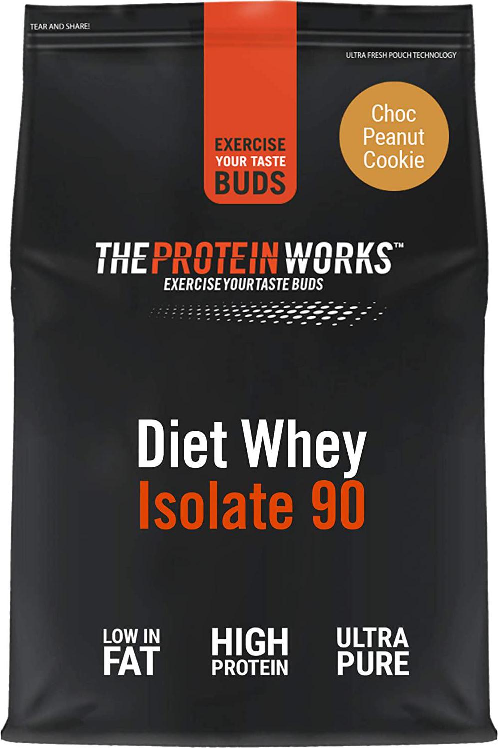 THE PROTEIN WORKS Diet Whey Isolate 90 Protein Powder | Low Fat and Low Calorie | Ultra Pure Shake | Supports Dieting and Weight Loss | Choc Peanut Cookie | 1 kg