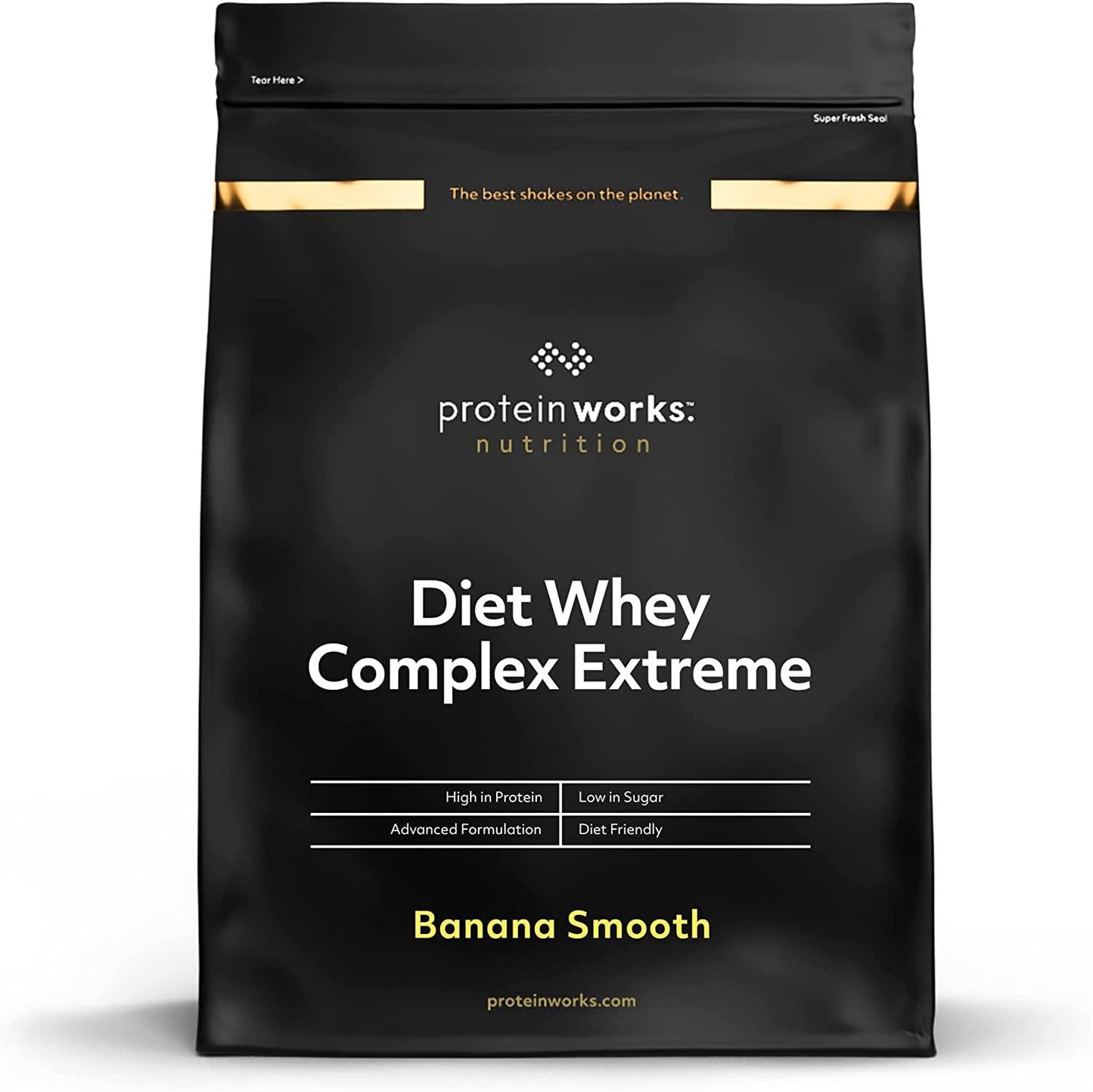 THE PROTEIN WORKS Diet Whey Complex Extreme Protein Powder| Low Fat and Low Calorie Diet Shake | Vitamin and Mineral Rich | No Added Sugar | Banana Smooth | 1 Kg