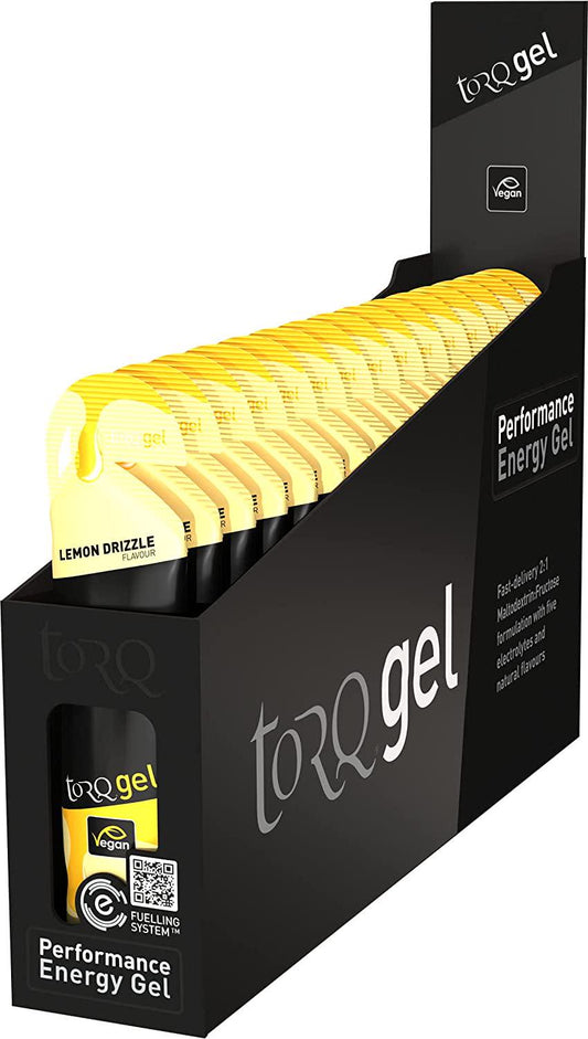 TORQ Unisex's Energy Gel, Lemon Drizzle, 15 x 45g