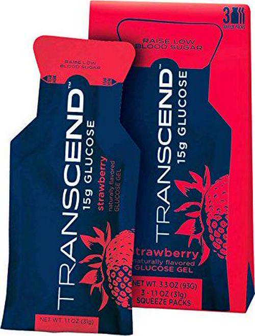 TRANSCEND 15g Glucose Gel Strawberry - 3 Pack-1.1oz