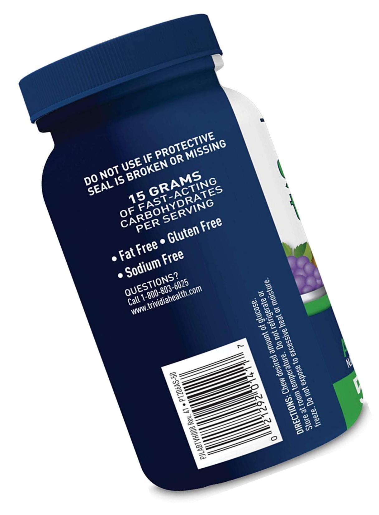 TRUEplus Glucose Tablets, Assorted Flavor (Grape, Raspberry, Orange) - 50ct Bottle - 6 Pack