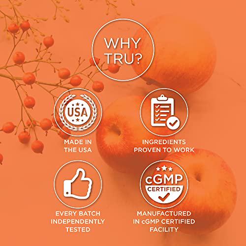 TRU ACV, Apple Cider Vinegar, Organic ACV with The Mother , Lowers Blood Sugar, Improves Digestion and Skin Health, 45 Servings, 1000mg