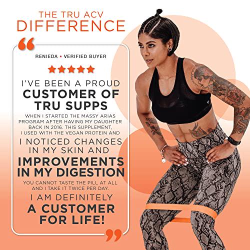 TRU ACV, Apple Cider Vinegar, Organic ACV with The Mother , Lowers Blood Sugar, Improves Digestion and Skin Health, 45 Servings, 1000mg