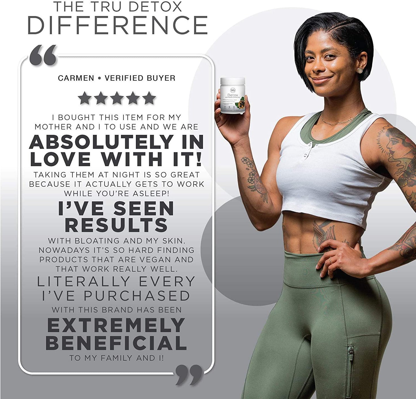 TRU Detox, Activated Charcoal, Vegan Friendly, Whole Body Natural Detox, Eliminates Bloating, Improve Skin Health, 60 Servings