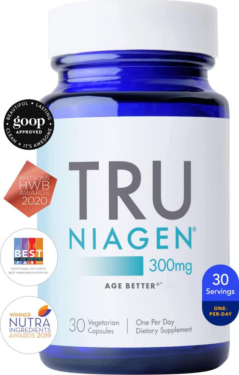 TRU NIAGEN Nicotinamide Riboside - Patented NAD Booster for Cellular Repair and Energy, 300mg Vegetarian Capsules, 300mg Per Serving, 30 Day Bottle
