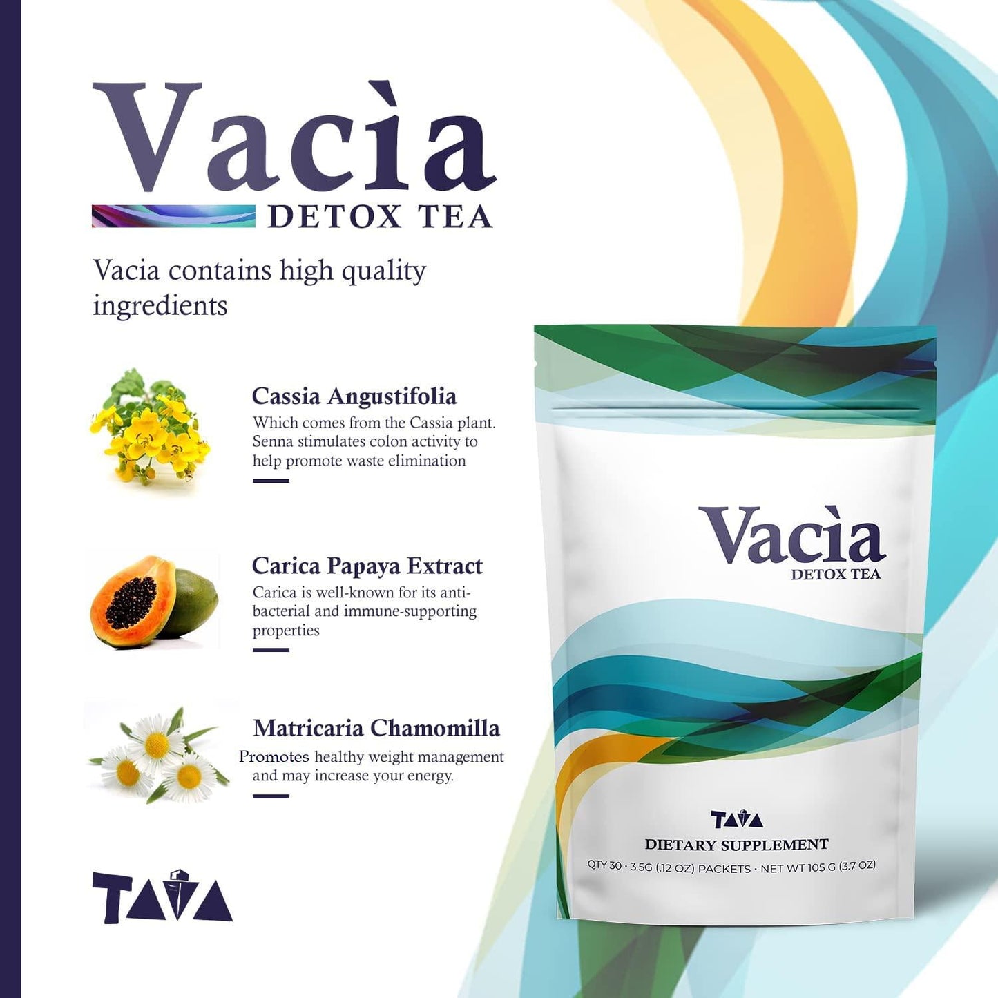 Tava Vacia Detox Tea Dietary Supplement Serving 30 Packets 3.5g per pack