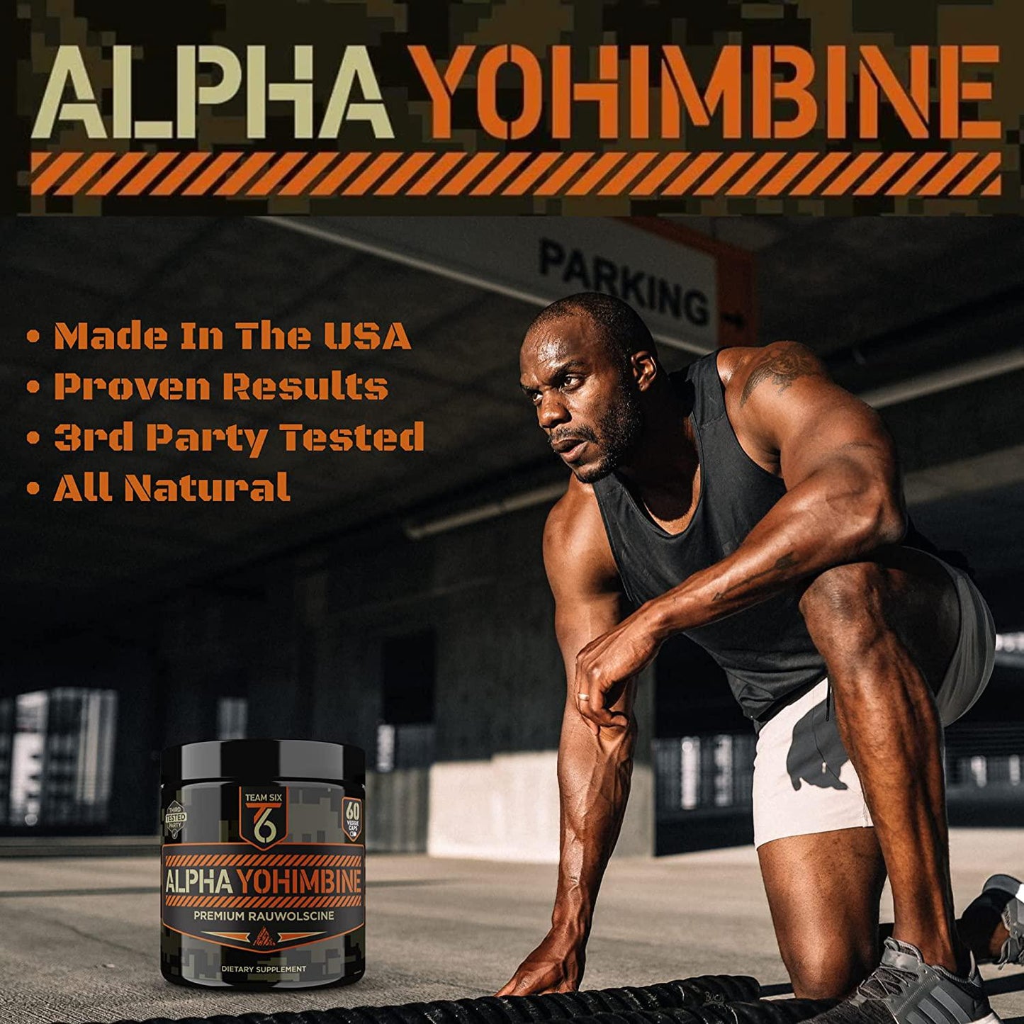Team Six Supplements Alpha Yohimbine Proven Yohimbe Bark Fat Burner, Weight Loss Pills That Work Fast - 3rd Party Tested for Purity and Potency, 60 veggie capsules