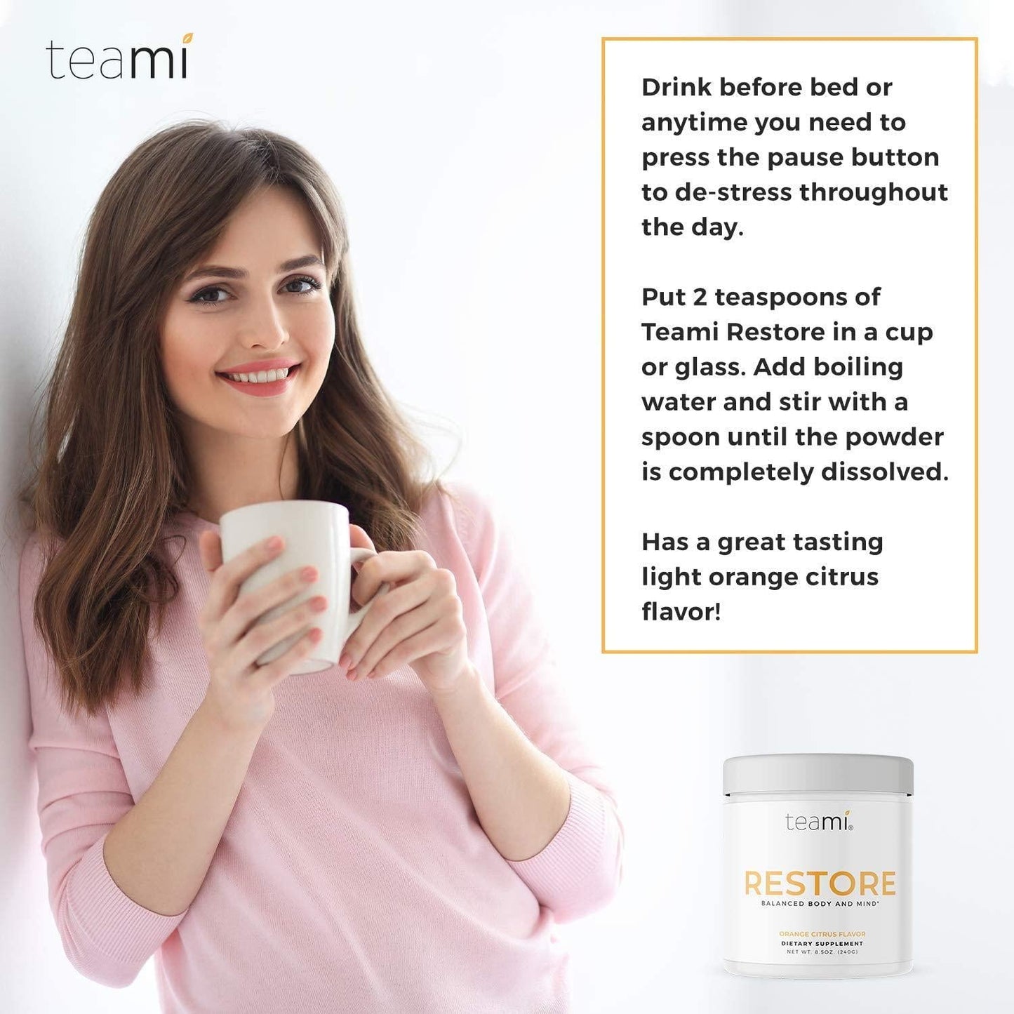 Teami Restore Calcium Magnesium Supplement - Our Best Orange Flavored Cal Mag Powder Drink Mix with Vitamin C to Reset. Recharge. Calm. - All Natural, Vegan, Gluten Free, and Non-GMO
