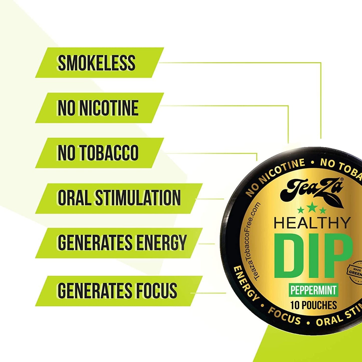 Teaza Herbal Energy Pouch Everyday Kick Bundle - 4 Pucks 2 Peppermint 2 Spicy Cinnamon Tobacco Replacement