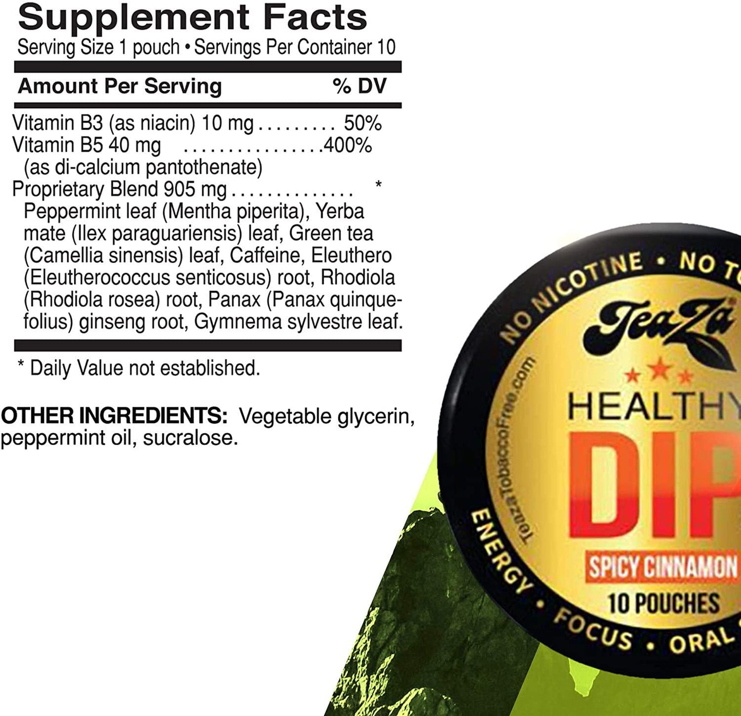 Teaza Herbal Energy Pouch Everyday Kick Bundle - 4 Pucks 2 Peppermint 2 Spicy Cinnamon Tobacco Replacement