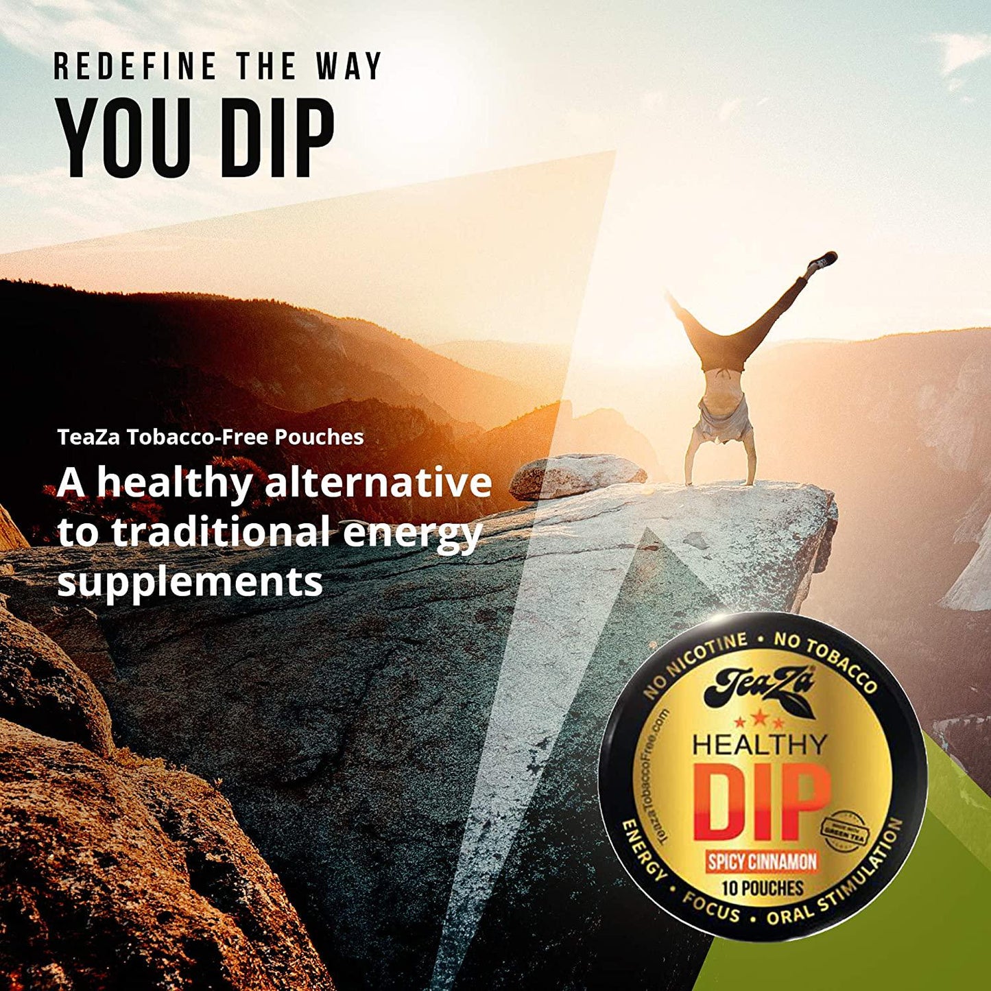 Teaza Herbal Energy Pouch Everyday Kick Bundle - 4 Pucks 2 Peppermint 2 Spicy Cinnamon Tobacco Replacement