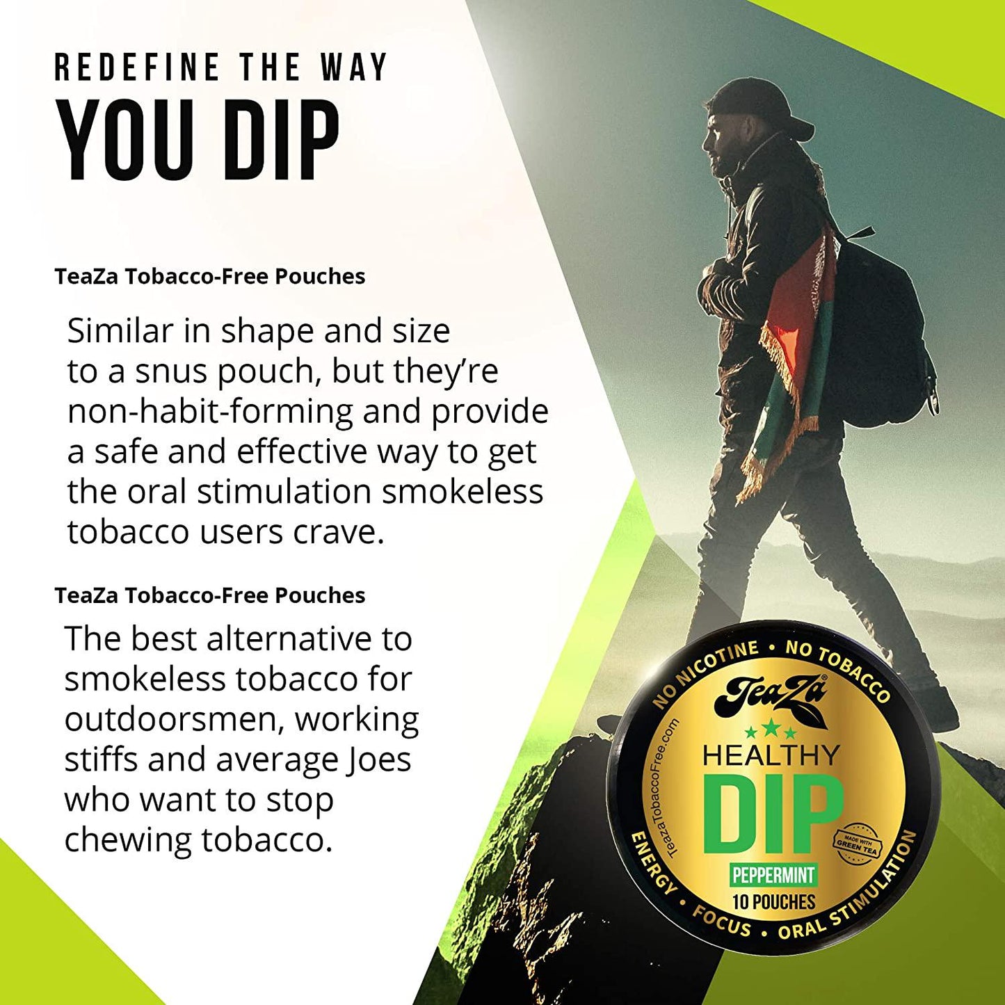 Teaza Herbal Energy Pouch Everyday Kick Bundle - 4 Pucks 2 Peppermint 2 Spicy Cinnamon Tobacco Replacement