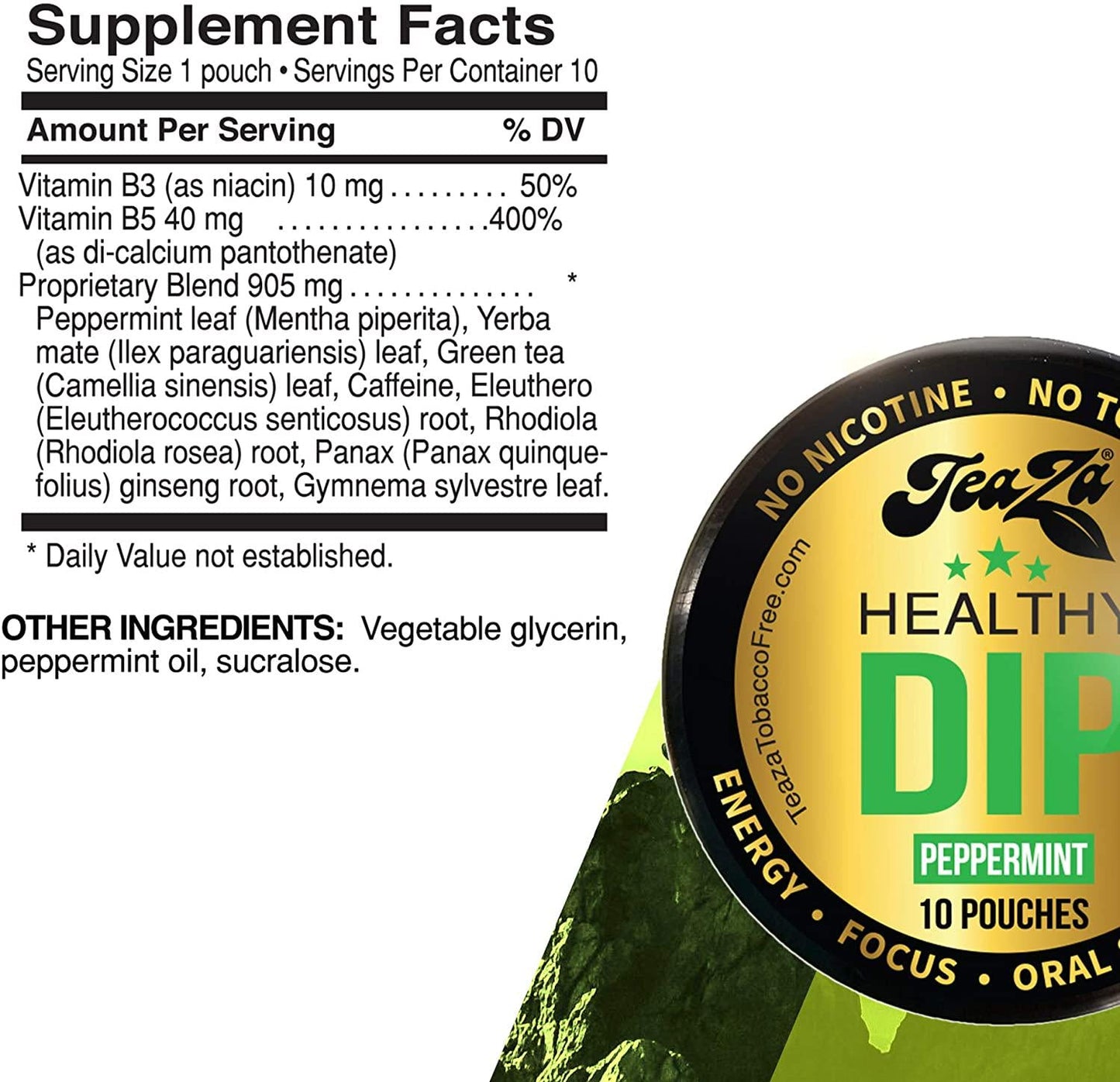 Teaza Herbal Energy Pouch Everyday Kick Bundle - 4 Pucks 2 Peppermint 2 Spicy Cinnamon Tobacco Replacement