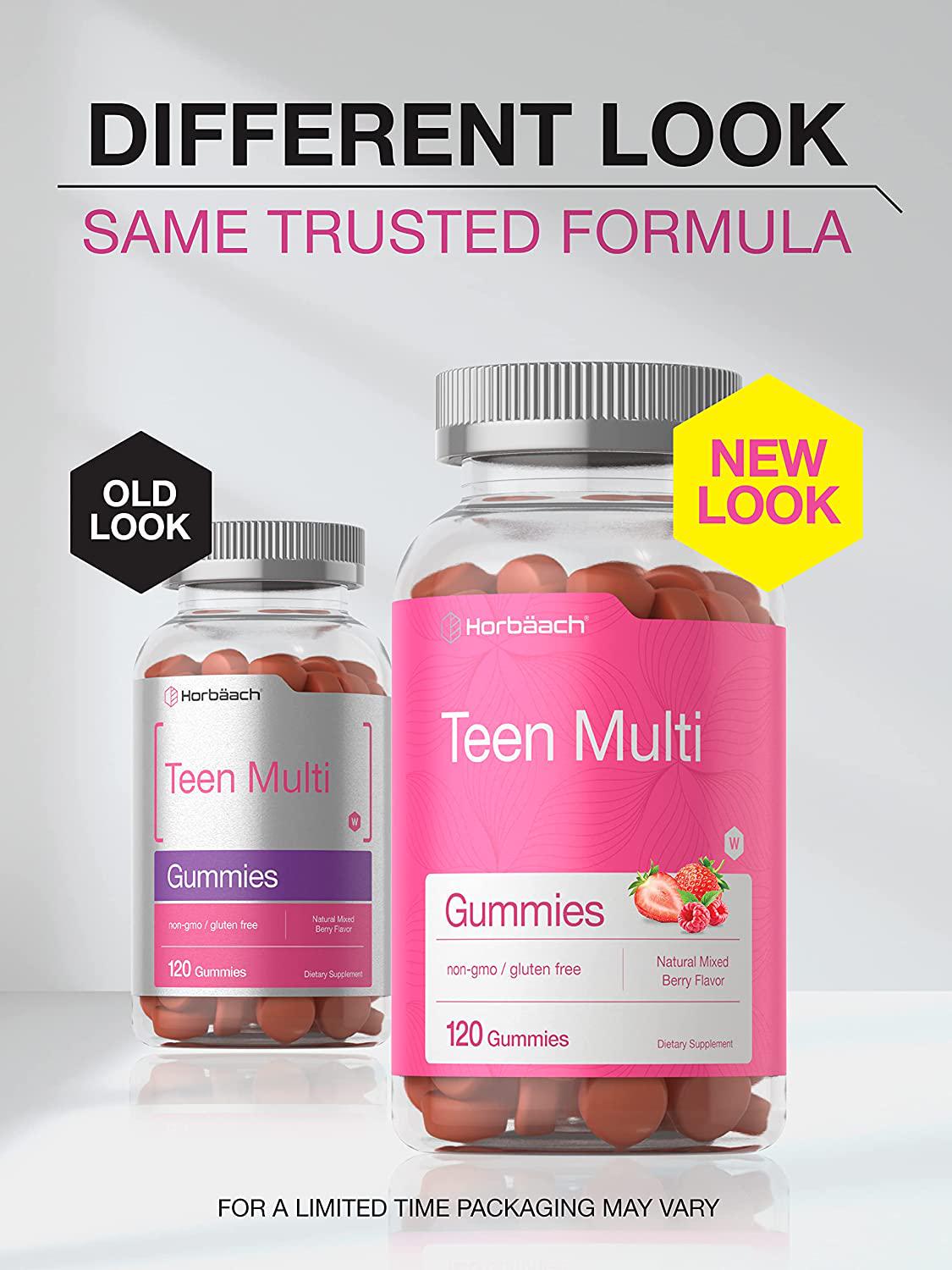 Teen Girl Multivitamin Gummies | 120 Count | Tropical Fruit Flavor | Vitamin and Mineral Supplement | Vegetarian, Non-GMO, Gluten Free | by Horbaach