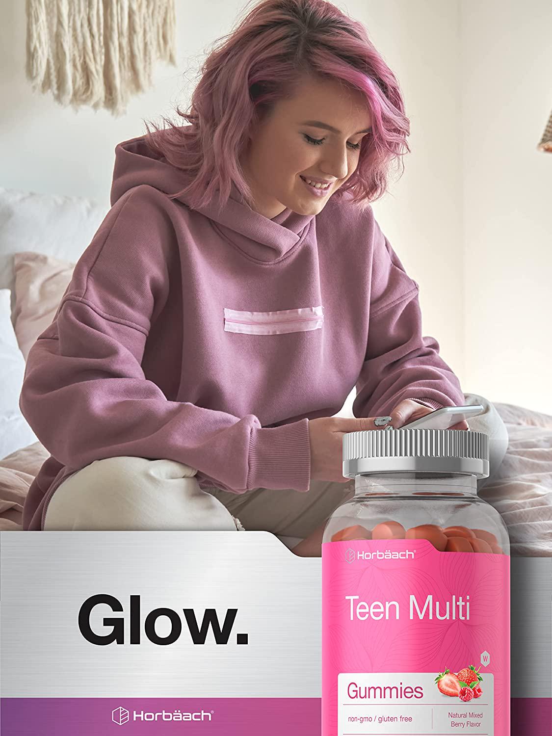 Teen Girl Multivitamin Gummies | 120 Count | Tropical Fruit Flavor | Vitamin and Mineral Supplement | Vegetarian, Non-GMO, Gluten Free | by Horbaach