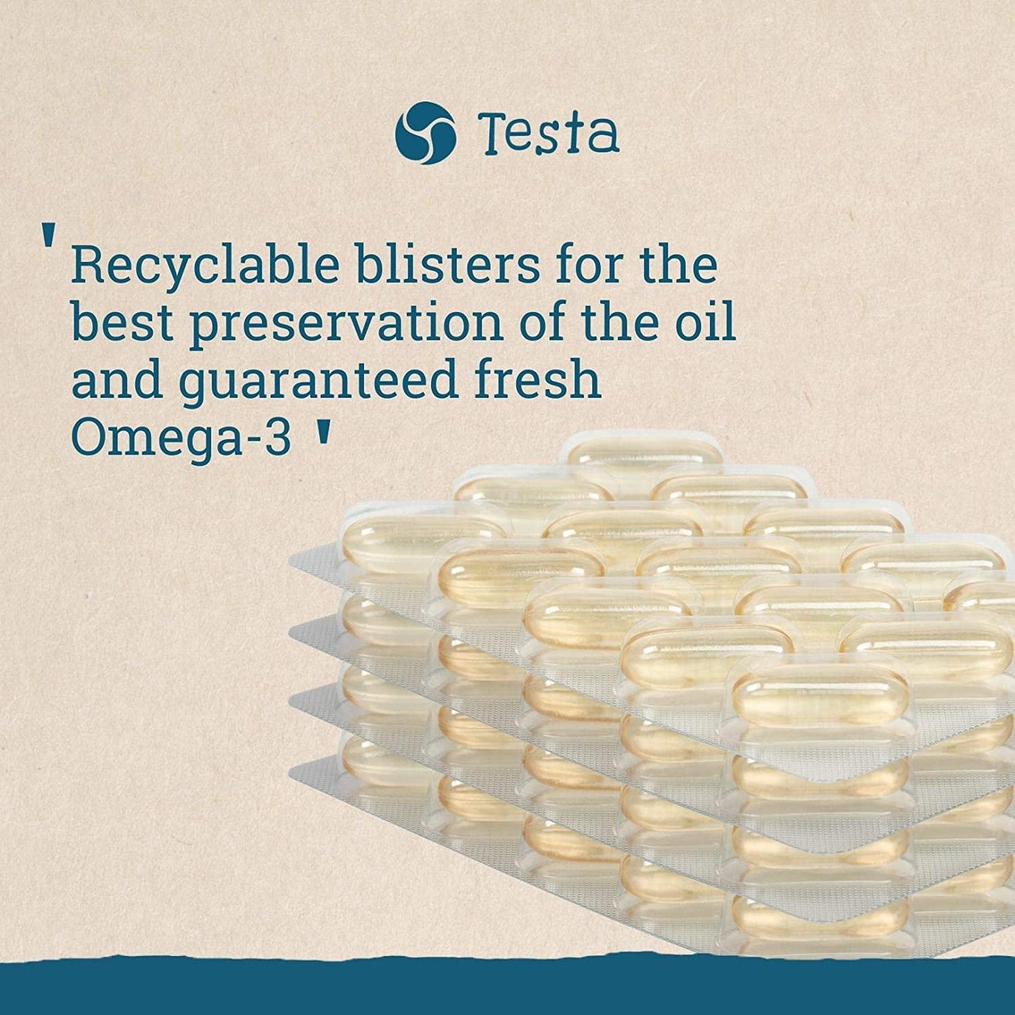 Testa - Cut Out The Middle-Fish - Much Healthier Than Fish Oil - Plant Based GMO-Free Omega-3 DHA + EPA from Algae Oil - Pure and Vegan - Testa Omega 3-60 Capsules