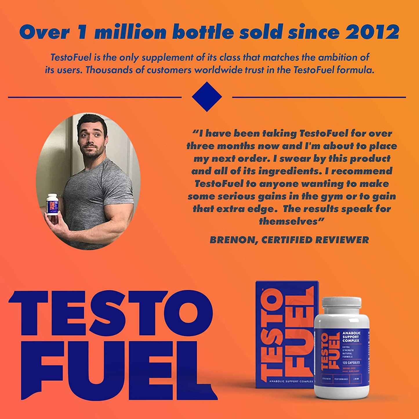TestoFuel 120 T-Booster Pills for Men - 100% Natural Ingredients - US Made Premium Supplement